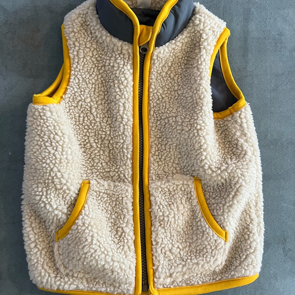 Cream and Yellow Sherpa Vest